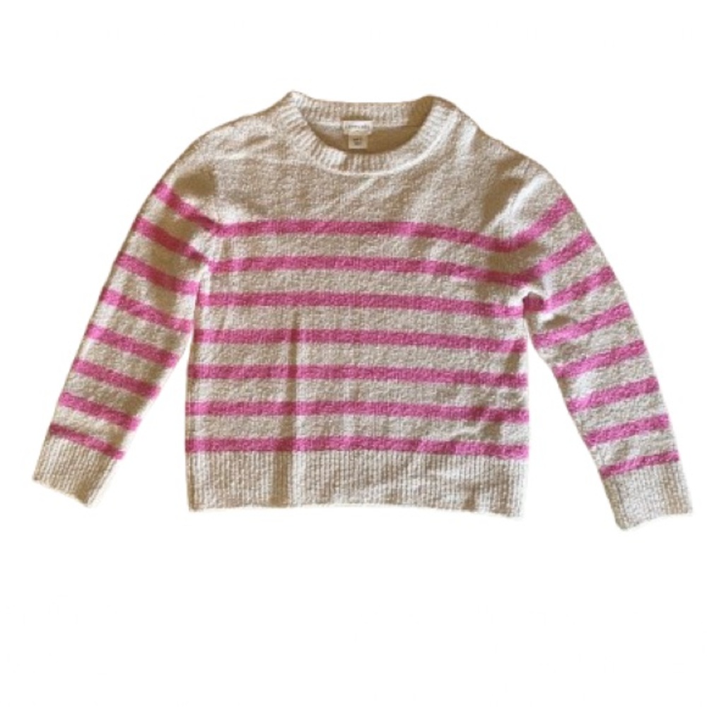 Crewcuts Girl's Pink and Cream Sweater Size 6/7 Textured Cotton Blend NWT
